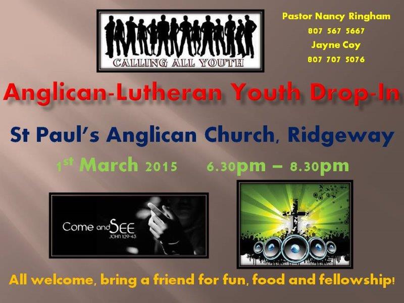 Anglican-Lutheran Youth Drop-In - march